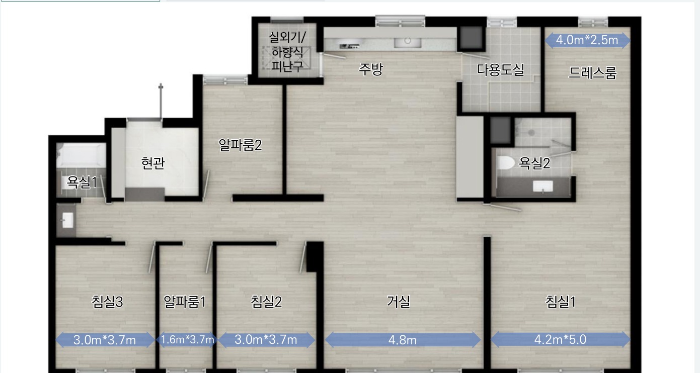광주 첨단3지구 호반써밋 아파트 117A 평면도